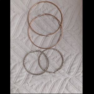 Rose gold hoops and silver hoops